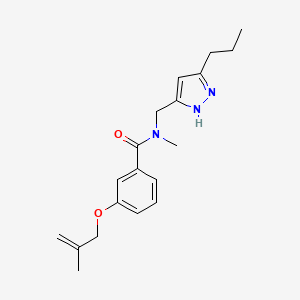 molecular formula C19H25N3O2 B5905301 N-methyl-3-[(2-methylprop-2-en-1-yl)oxy]-N-[(5-propyl-1H-pyrazol-3-yl)methyl]benzamide 