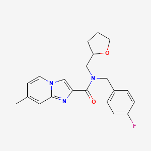 molecular formula C21H22FN3O2 B5905321 N-(4-fluorobenzyl)-7-methyl-N-(tetrahydrofuran-2-ylmethyl)imidazo[1,2-a]pyridine-2-carboxamide 