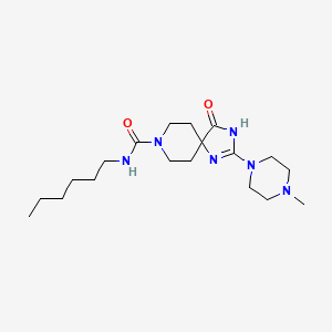 molecular formula C19H34N6O2 B5905323 N-hexyl-2-(4-methyl-1-piperazinyl)-4-oxo-1,3,8-triazaspiro[4.5]dec-1-ene-8-carboxamide trifluoroacetate 