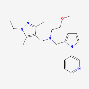 molecular formula C21H29N5O B5905331 N-[(1-ethyl-3,5-dimethyl-1H-pyrazol-4-yl)methyl]-2-methoxy-N-[(1-pyridin-3-yl-1H-pyrrol-2-yl)methyl]ethanamine 