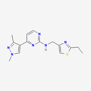 molecular formula C15H18N6S B5905335 4-(1,3-dimethyl-1H-pyrazol-4-yl)-N-[(2-ethyl-1,3-thiazol-4-yl)methyl]pyrimidin-2-amine 