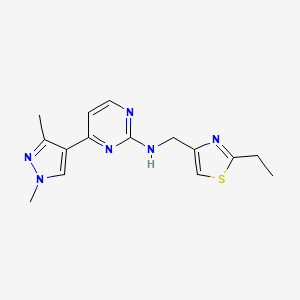 4-(1,3-dimethyl-1H-pyrazol-4-yl)-N-[(2-ethyl-1,3-thiazol-4-yl)methyl]pyrimidin-2-amine