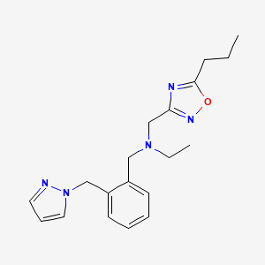 N-[(5-propyl-1,2,4-oxadiazol-3-yl)methyl]-N-[2-(1H-pyrazol-1-ylmethyl)benzyl]ethanamine