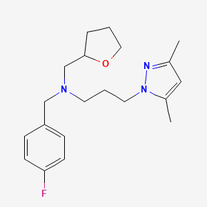 molecular formula C20H28FN3O B5905390 3-(3,5-dimethyl-1H-pyrazol-1-yl)-N-(4-fluorobenzyl)-N-(tetrahydrofuran-2-ylmethyl)propan-1-amine 