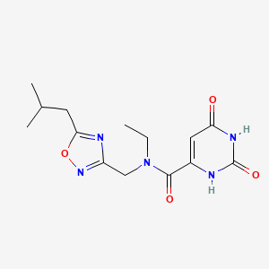 molecular formula C14H19N5O4 B5905413 N-ethyl-N-[(5-isobutyl-1,2,4-oxadiazol-3-yl)methyl]-2,6-dioxo-1,2,3,6-tetrahydropyrimidine-4-carboxamide 