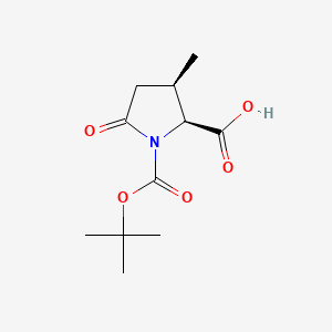 molecular formula C11H17NO5 B590545 (2S,3R)-N-(tert-Butyloxycarbonyl)-3-methyl-5-oxo-pyrrolidinecarboxylic Acid CAS No. 910548-25-3