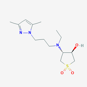 molecular formula C14H25N3O3S B5905513 (3R*,4R*)-4-[[3-(3,5-dimethyl-1H-pyrazol-1-yl)propyl](ethyl)amino]tetrahydrothiophene-3-ol 1,1-dioxide 