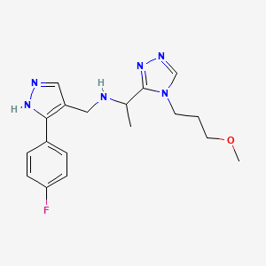 molecular formula C18H23FN6O B5905546 N-{[3-(4-fluorophenyl)-1H-pyrazol-4-yl]methyl}-1-[4-(3-methoxypropyl)-4H-1,2,4-triazol-3-yl]ethanamine 