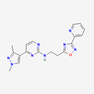 molecular formula C18H18N8O B5905606 4-(1,3-dimethyl-1H-pyrazol-4-yl)-N-[2-(3-pyridin-2-yl-1,2,4-oxadiazol-5-yl)ethyl]pyrimidin-2-amine 