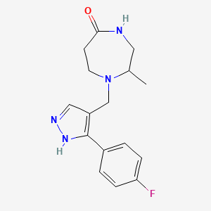 molecular formula C16H19FN4O B5905777 1-{[3-(4-fluorophenyl)-1H-pyrazol-4-yl]methyl}-2-methyl-1,4-diazepan-5-one 