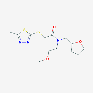 molecular formula C13H21N3O3S2 B5905812 N-(2-methoxyethyl)-2-[(5-methyl-1,3,4-thiadiazol-2-yl)thio]-N-(tetrahydrofuran-2-ylmethyl)acetamide 