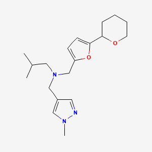 2-methyl-N-[(1-methyl-1H-pyrazol-4-yl)methyl]-N-{[5-(tetrahydro-2H-pyran-2-yl)-2-furyl]methyl}propan-1-amine