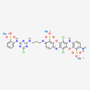 4,11-Triphenodioxazinedisulfonic acid, 3-amino-6,13-dichloro-10-((3-((4-chloro-6-((2-sulfophenyl)amino)-1,3,5-triazin-2-yl)amino)propyl)amino)-, sodium salt (1:3)