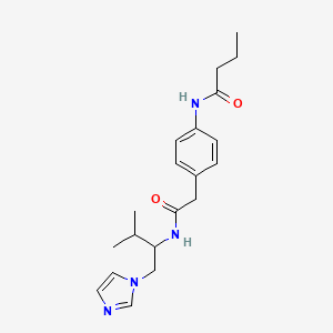 molecular formula C20H28N4O2 B5905890 N-[4-(2-{[1-(1H-imidazol-1-ylmethyl)-2-methylpropyl]amino}-2-oxoethyl)phenyl]butanamide 