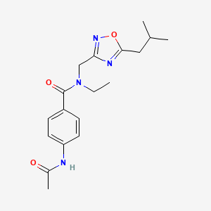 molecular formula C18H24N4O3 B5905901 4-(acetylamino)-N-ethyl-N-[(5-isobutyl-1,2,4-oxadiazol-3-yl)methyl]benzamide 