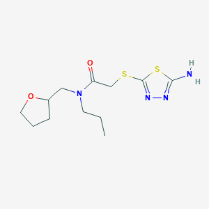 molecular formula C12H20N4O2S2 B5905909 2-[(5-amino-1,3,4-thiadiazol-2-yl)thio]-N-propyl-N-(tetrahydrofuran-2-ylmethyl)acetamide 