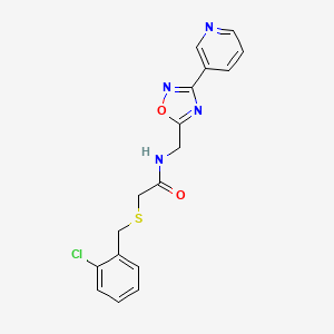 molecular formula C17H15ClN4O2S B5905919 2-[(2-chlorobenzyl)thio]-N-[(3-pyridin-3-yl-1,2,4-oxadiazol-5-yl)methyl]acetamide 