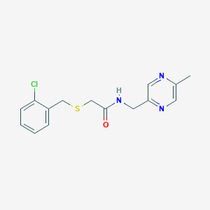 molecular formula C15H16ClN3OS B5905920 2-[(2-chlorobenzyl)thio]-N-[(5-methylpyrazin-2-yl)methyl]acetamide 