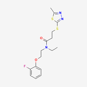 molecular formula C16H20FN3O2S2 B5905948 N-ethyl-N-[2-(2-fluorophenoxy)ethyl]-3-[(5-methyl-1,3,4-thiadiazol-2-yl)thio]propanamide 