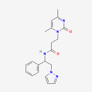molecular formula C20H23N5O2 B5905962 3-(4,6-dimethyl-2-oxopyrimidin-1(2H)-yl)-N-[1-phenyl-2-(1H-pyrazol-1-yl)ethyl]propanamide 
