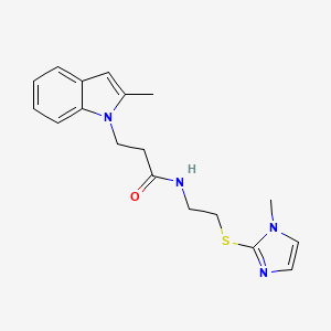molecular formula C18H22N4OS B5905987 N-{2-[(1-methyl-1H-imidazol-2-yl)thio]ethyl}-3-(2-methyl-1H-indol-1-yl)propanamide 