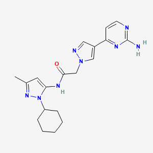 2-[4-(2-aminopyrimidin-4-yl)-1H-pyrazol-1-yl]-N-(1-cyclohexyl-3-methyl-1H-pyrazol-5-yl)acetamide