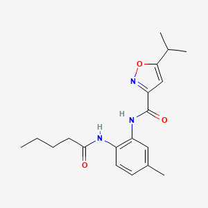 molecular formula C19H25N3O3 B5906094 5-isopropyl-N-[5-methyl-2-(pentanoylamino)phenyl]isoxazole-3-carboxamide 