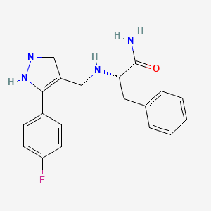 (2S)-2-({[3-(4-fluorophenyl)-1H-pyrazol-4-yl]methyl}amino)-3-phenylpropanamide