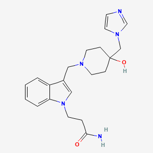 3-(3-{[4-hydroxy-4-(1H-imidazol-1-ylmethyl)piperidin-1-yl]methyl}-1H-indol-1-yl)propanamide