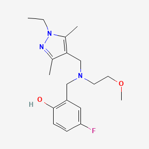 molecular formula C18H26FN3O2 B5906121 2-{[[(1-ethyl-3,5-dimethyl-1H-pyrazol-4-yl)methyl](2-methoxyethyl)amino]methyl}-4-fluorophenol 