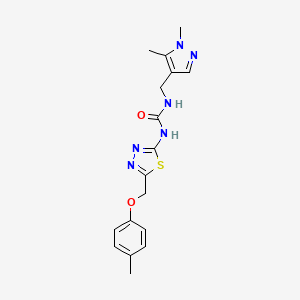 molecular formula C17H20N6O2S B5906293 N-[(1,5-dimethyl-1H-pyrazol-4-yl)methyl]-N'-{5-[(4-methylphenoxy)methyl]-1,3,4-thiadiazol-2-yl}urea 