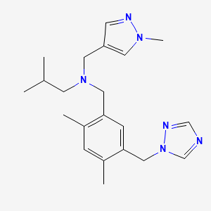 molecular formula C21H30N6 B5906366 N-[2,4-dimethyl-5-(1H-1,2,4-triazol-1-ylmethyl)benzyl]-2-methyl-N-[(1-methyl-1H-pyrazol-4-yl)methyl]propan-1-amine 