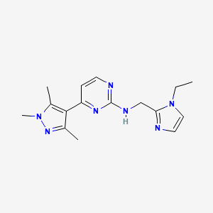 molecular formula C16H21N7 B5906457 N-[(1-ethyl-1H-imidazol-2-yl)methyl]-4-(1,3,5-trimethyl-1H-pyrazol-4-yl)-2-pyrimidinamine trifluoroacetate 