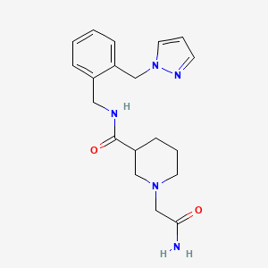 molecular formula C19H25N5O2 B5906557 1-(2-amino-2-oxoethyl)-N-[2-(1H-pyrazol-1-ylmethyl)benzyl]piperidine-3-carboxamide 