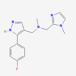 molecular formula C16H18FN5 B5906598 1-[5-(4-fluorophenyl)-1H-pyrazol-4-yl]-N-methyl-N-[(1-methyl-1H-imidazol-2-yl)methyl]methanamine 