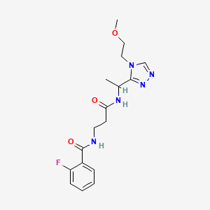 molecular formula C17H22FN5O3 B5906626 2-fluoro-N-[3-({1-[4-(2-methoxyethyl)-4H-1,2,4-triazol-3-yl]ethyl}amino)-3-oxopropyl]benzamide 