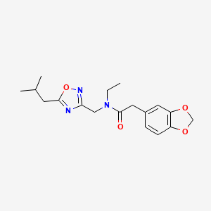 molecular formula C18H23N3O4 B5906672 2-(1,3-benzodioxol-5-yl)-N-ethyl-N-[(5-isobutyl-1,2,4-oxadiazol-3-yl)methyl]acetamide 