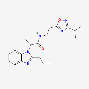 molecular formula C20H27N5O2 B5906693 N-[2-(3-isopropyl-1,2,4-oxadiazol-5-yl)ethyl]-2-(2-propyl-1H-benzimidazol-1-yl)propanamide 