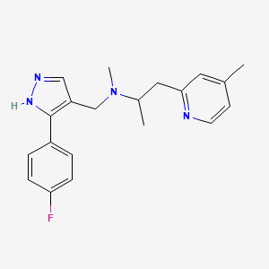 N-{[3-(4-fluorophenyl)-1H-pyrazol-4-yl]methyl}-N-methyl-1-(4-methylpyridin-2-yl)propan-2-amine