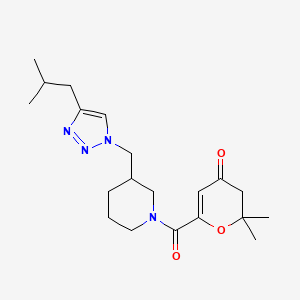 molecular formula C20H30N4O3 B5906717 6-({3-[(4-isobutyl-1H-1,2,3-triazol-1-yl)methyl]piperidin-1-yl}carbonyl)-2,2-dimethyl-2,3-dihydro-4H-pyran-4- 