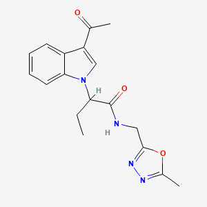 2-(3-acetyl-1H-indol-1-yl)-N-[(5-methyl-1,3,4-oxadiazol-2-yl)methyl]butanamide