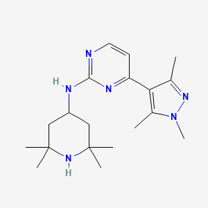 molecular formula C19H30N6 B5906800 N-(2,2,6,6-tetramethylpiperidin-4-yl)-4-(1,3,5-trimethyl-1H-pyrazol-4-yl)pyrimidin-2-amine 
