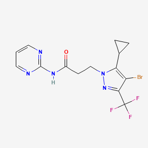 molecular formula C14H13BrF3N5O B5906879 3-[4-bromo-5-cyclopropyl-3-(trifluoromethyl)-1H-pyrazol-1-yl]-N-2-pyrimidinylpropanamide 