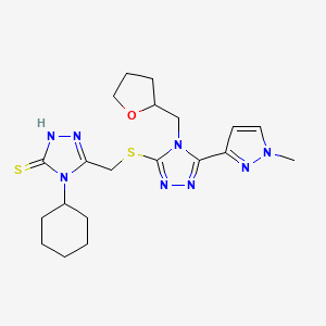 4-CYCLOHEXYL-5-({[5-(1-METHYL-1H-PYRAZOL-3-YL)-4-(TETRAHYDRO-2-FURANYLMETHYL)-4H-1,2,4-TRIAZOL-3-YL]SULFANYL}METHYL)-4H-1,2,4-TRIAZOL-3-YLHYDROSULFIDE