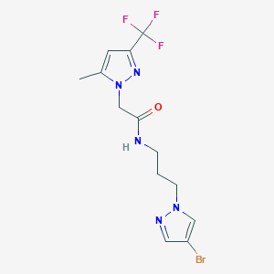 molecular formula C13H15BrF3N5O B5906911 N-[3-(4-bromo-1H-pyrazol-1-yl)propyl]-2-[5-methyl-3-(trifluoromethyl)-1H-pyrazol-1-yl]acetamide 