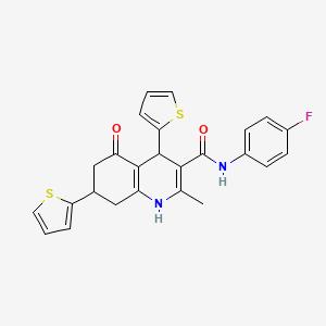 molecular formula C25H21FN2O2S2 B5906925 N-(4-fluorophenyl)-2-methyl-5-oxo-4,7-di-2-thienyl-1,4,5,6,7,8-hexahydroquinoline-3-carboxamide 