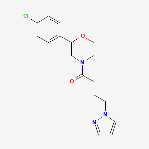 molecular formula C17H20ClN3O2 B5906941 2-(4-chlorophenyl)-4-[4-(1H-pyrazol-1-yl)butanoyl]morpholine 