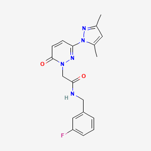 molecular formula C18H18FN5O2 B5906954 2-[3-(3,5-dimethyl-1H-pyrazol-1-yl)-6-oxo-1(6H)-pyridazinyl]-N-(3-fluorobenzyl)acetamide 