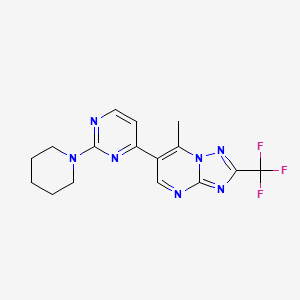 molecular formula C16H16F3N7 B5906964 7-methyl-6-[2-(1-piperidinyl)-4-pyrimidinyl]-2-(trifluoromethyl)[1,2,4]triazolo[1,5-a]pyrimidine 
