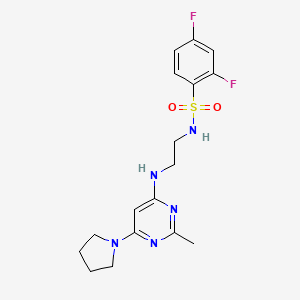 molecular formula C17H21F2N5O2S B5907015 2,4-difluoro-N-(2-{[2-methyl-6-(1-pyrrolidinyl)-4-pyrimidinyl]amino}ethyl)benzenesulfonamide 